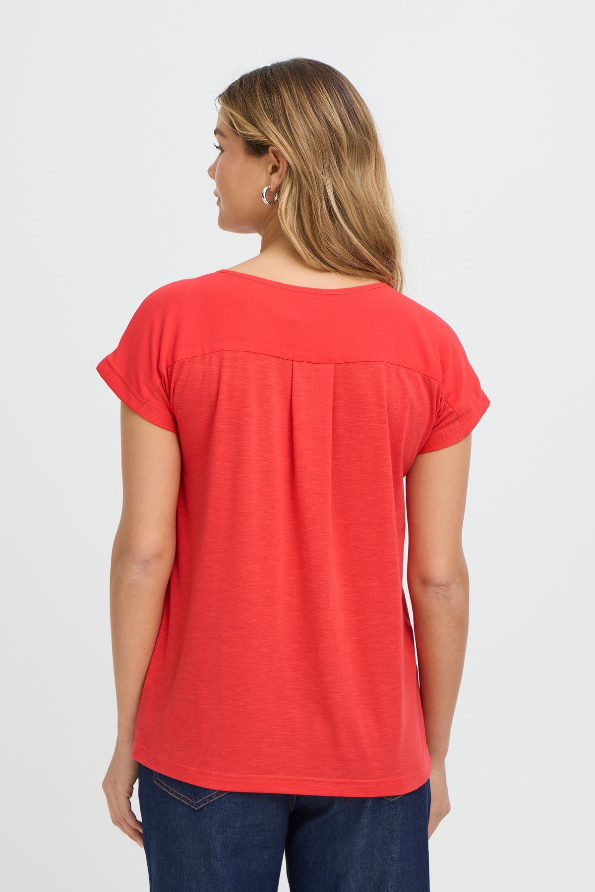 Fransa FrZawov Hibiscus Red V-Neck Top, 20603737