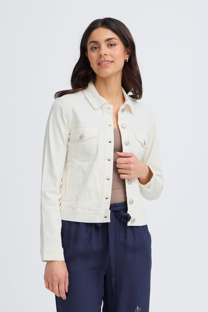 Fransa FrVotwill Whisper White Soft Stretch Denim Jacket
