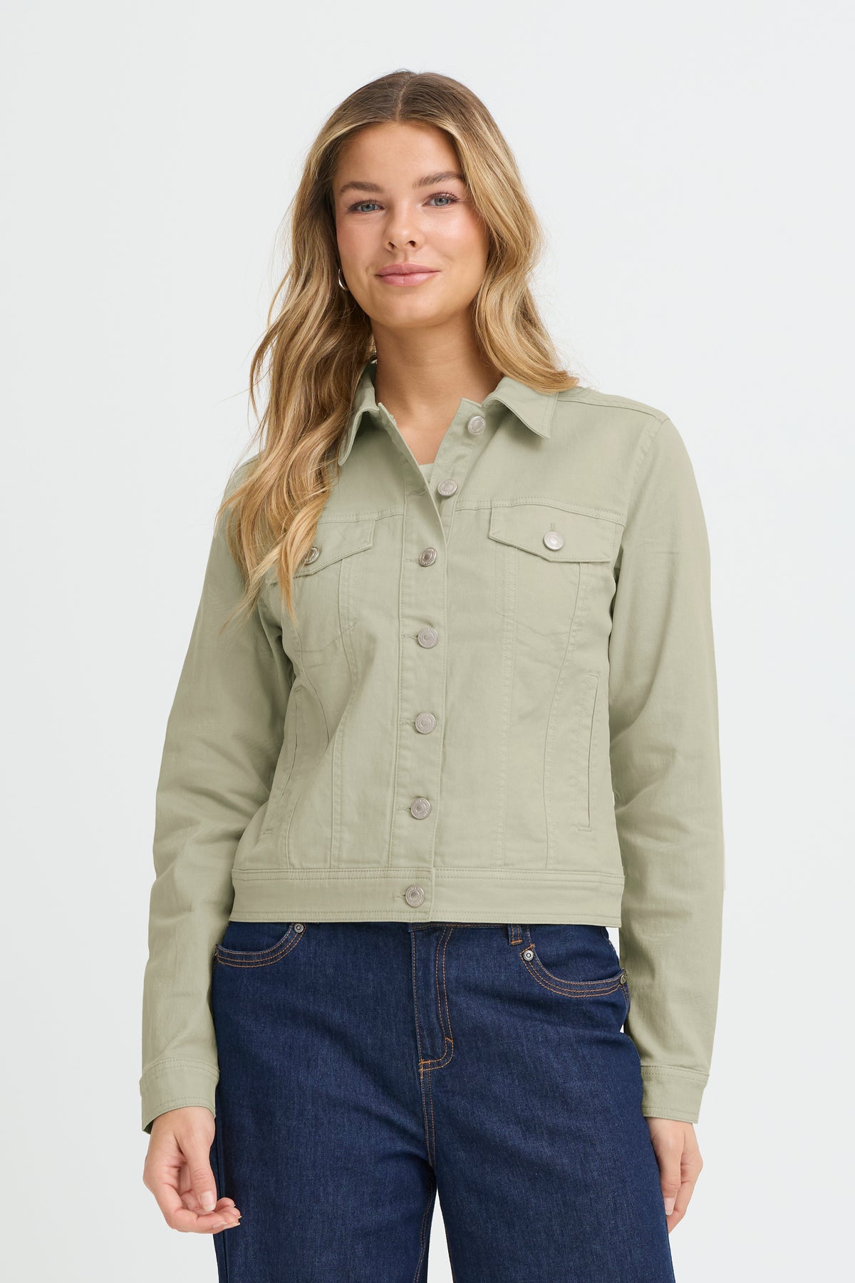 Fransa FrVotwill Desert Sage Soft Stretch Denim Jacket, 20609189