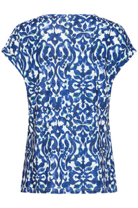 Fransa FrSeen Cobalt Navy Blue Printed T-Shirt