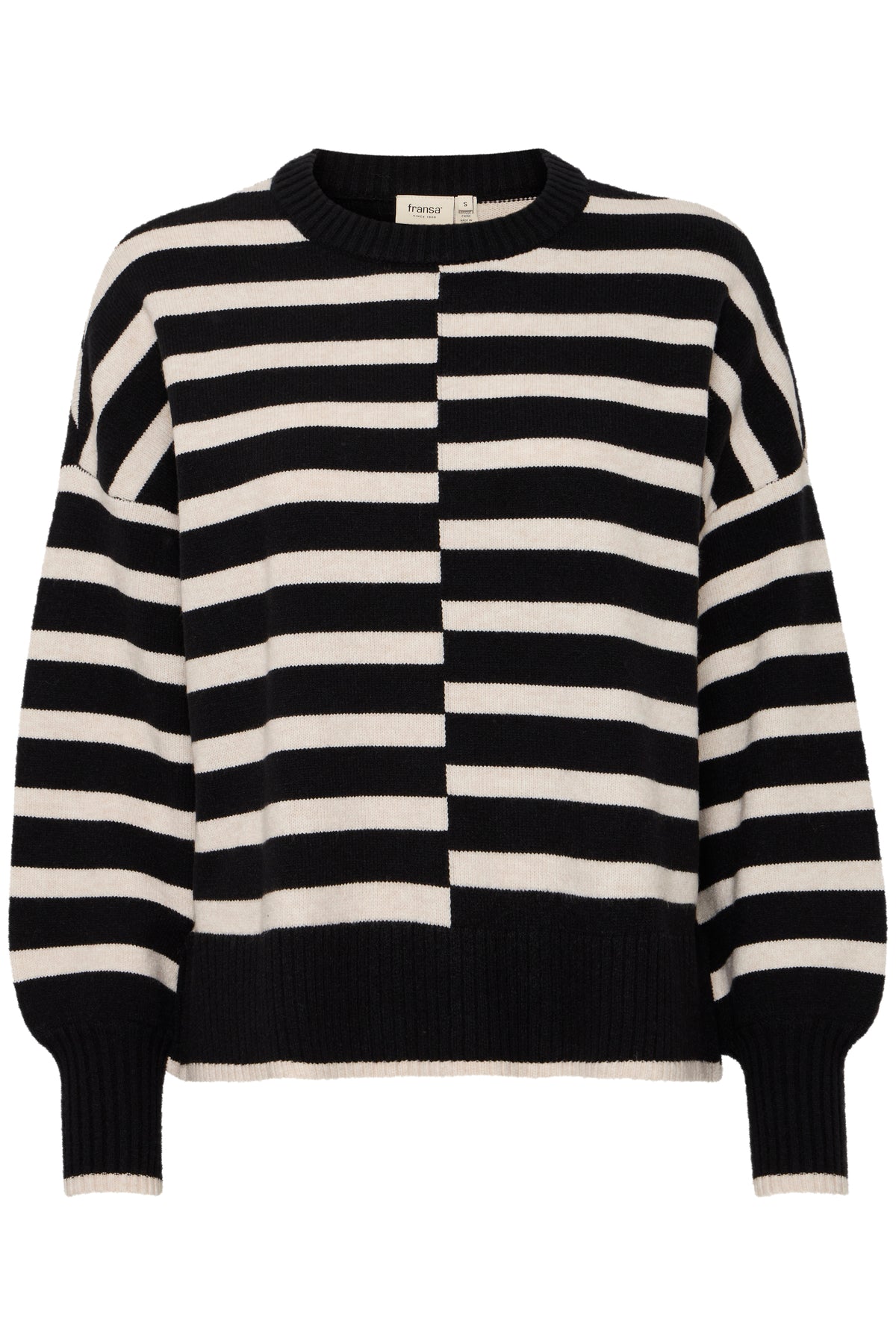 Fransa Frbitte Black Mix Stripe Oversized Knit, 20612456