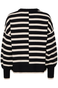 Fransa Frbitte Black Mix Stripe Oversized Knit, 20612456