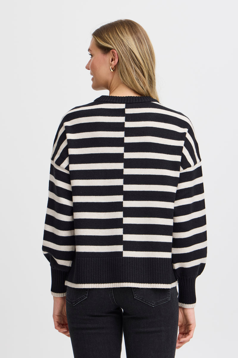 Fransa Frbitte Black Mix Stripe Oversized Knit, 20612456