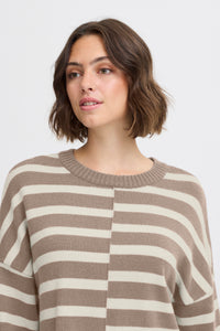 Fransa Frbitte Walnut Mix Stripe Oversized Knit, 20612456