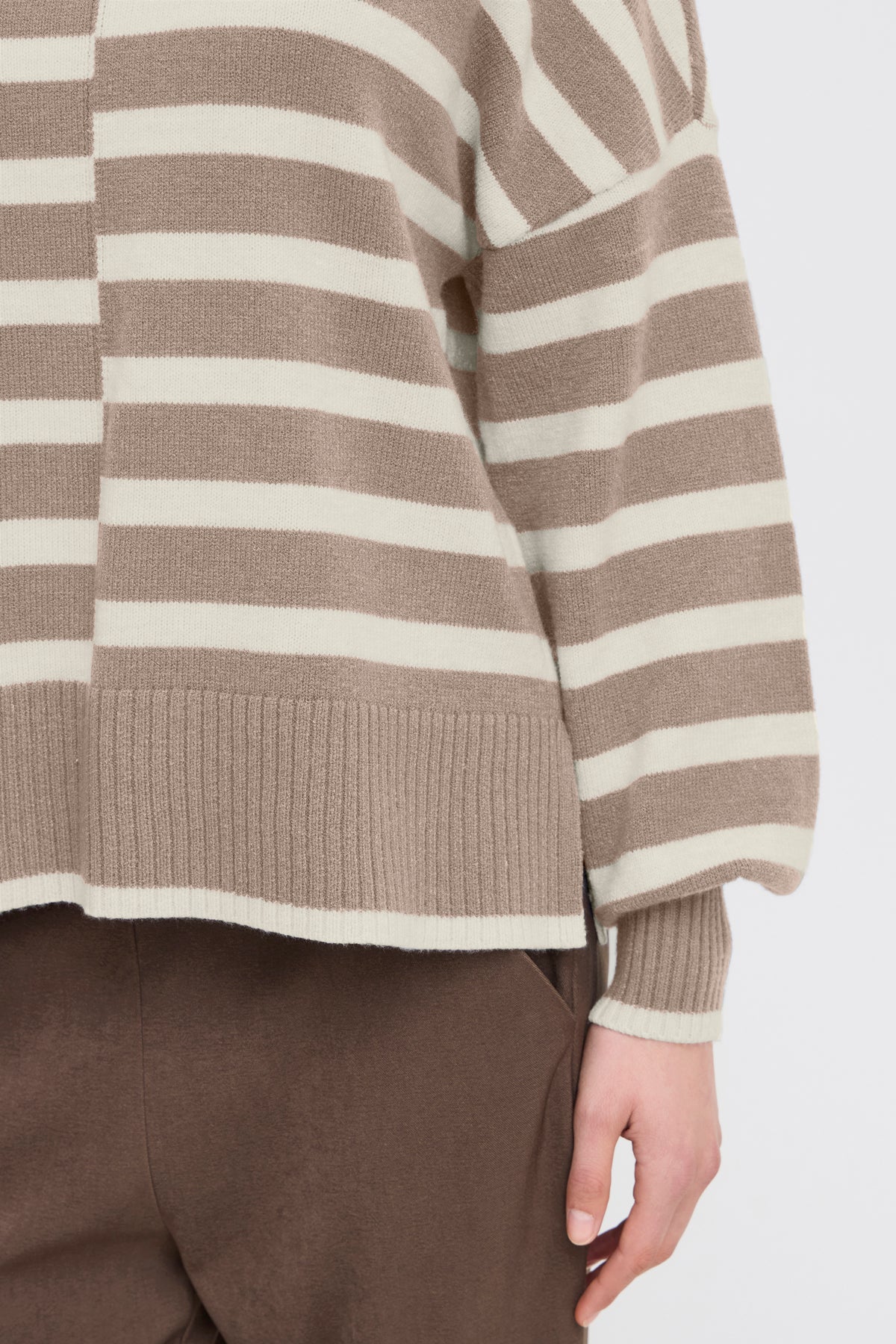 Fransa Frbitte Walnut Mix Stripe Oversized Knit, 20612456