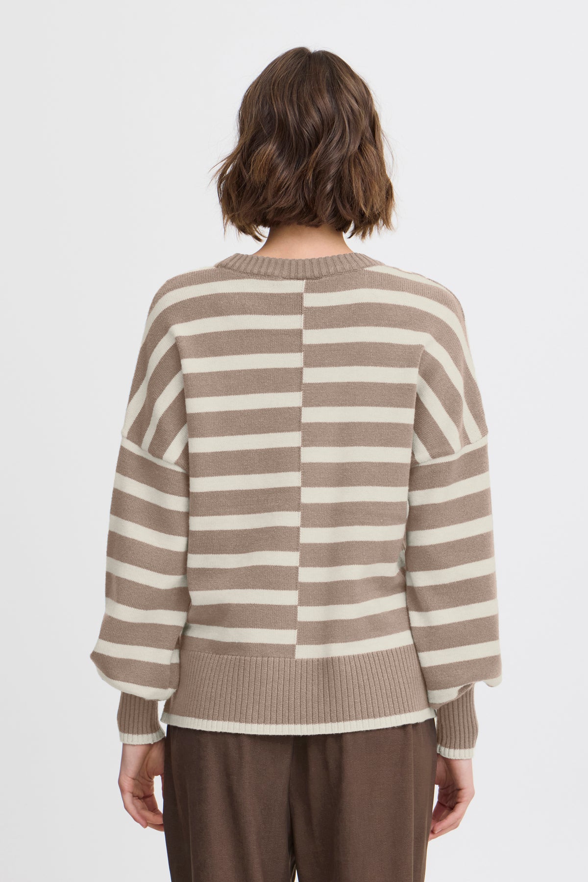 Fransa Frbitte Walnut Mix Stripe Oversized Knit, 20612456