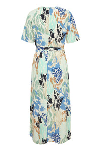 Fransa FrRelax Brook Green Printed V-Neck Midi Dress, 20613660