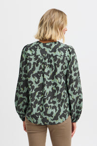 Fransa Frlelu Green Bay Leopard Print V-Neck Blouse, 20614115