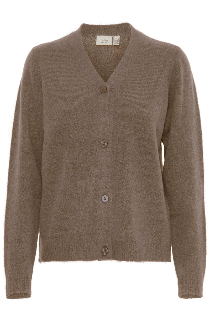 Fransa FrEllis Walnut Supersoft Knitted Cardigan, 20614491