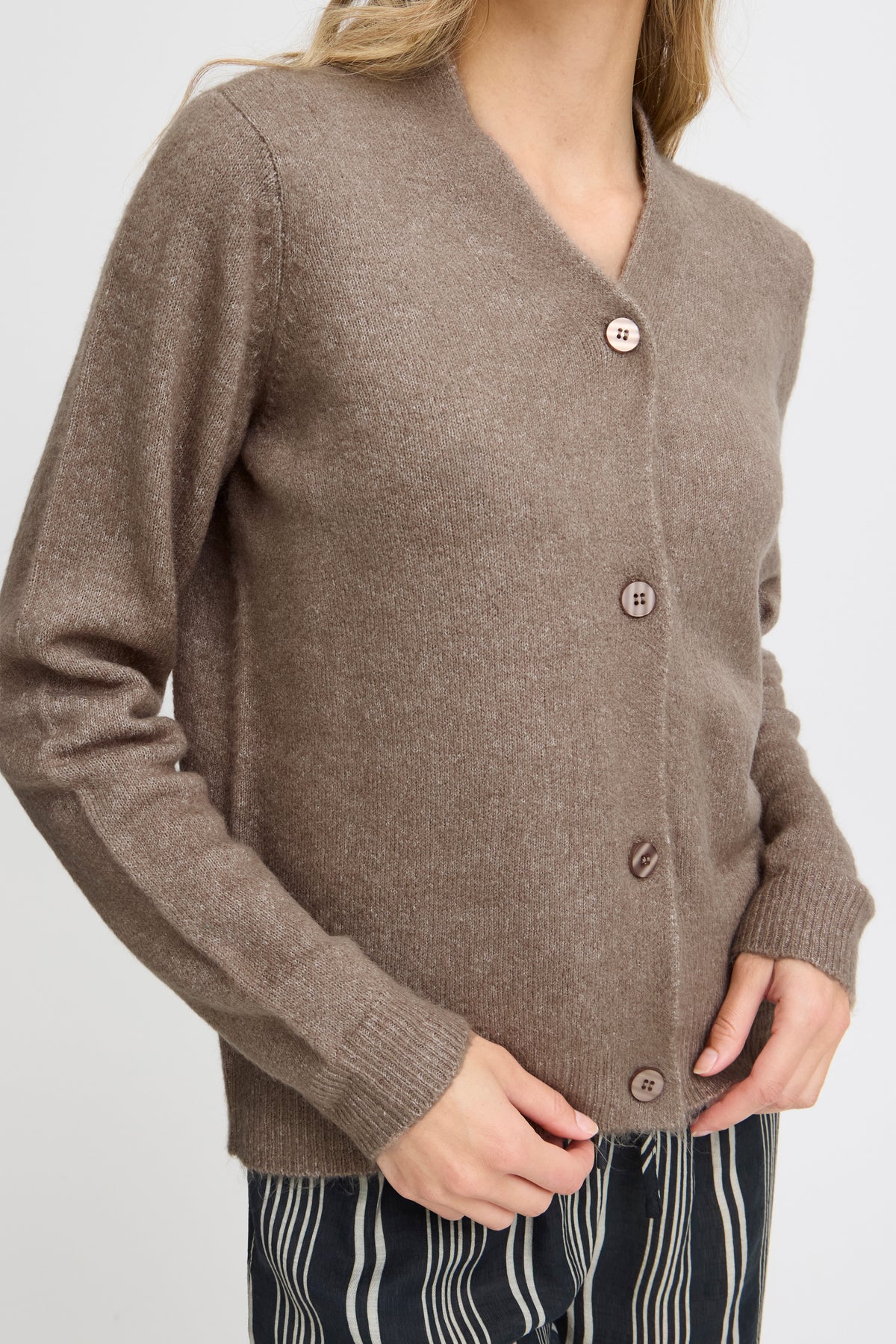 Fransa FrEllis Walnut Supersoft Knitted Cardigan, 20614491