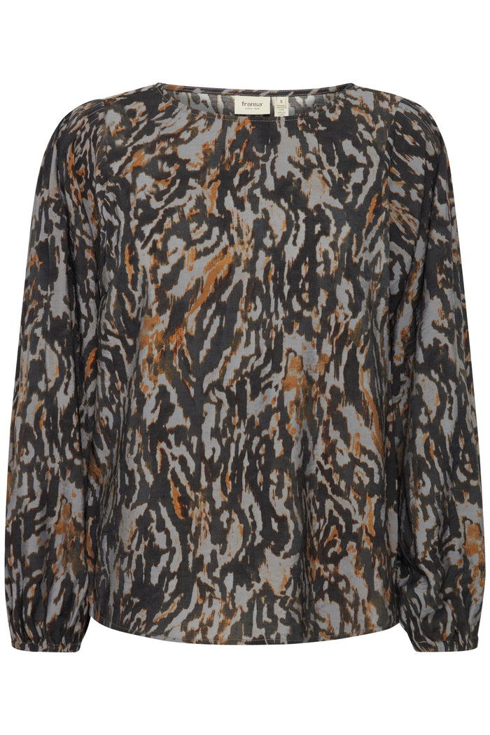 Fransa FrZeoni Phantom Grey Abstract Printed Blouse, 20614528