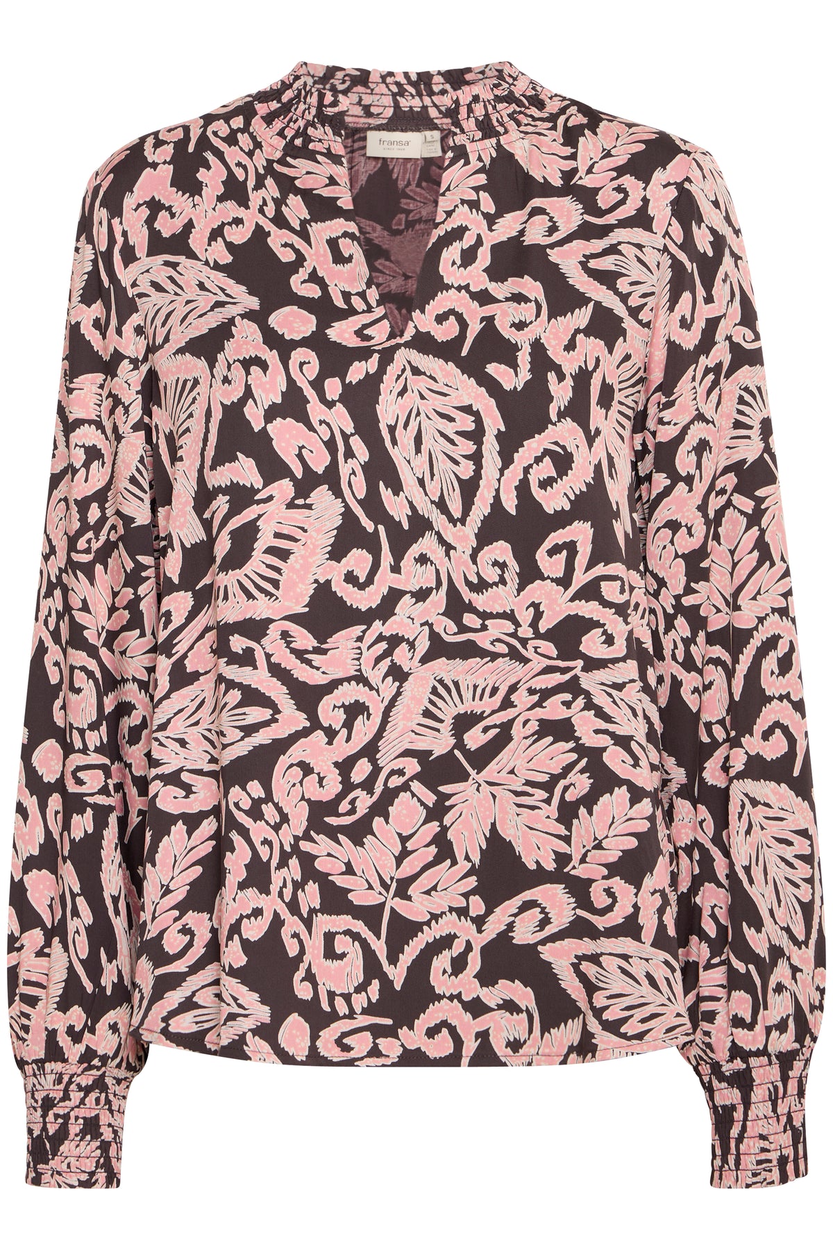 Fransa FrGladis Phantom Grey/Rose V-Neck Abstract Printed Blouse, 20614538