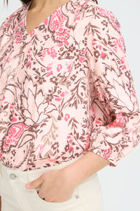 Fransa FrAriana Lotus Pink Floral Print V-Neck Blouse, 20615424