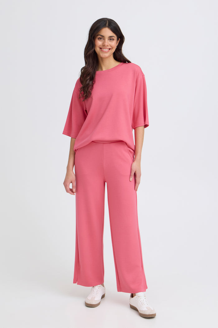 Fransa FrAurora Honeysuckle Pink Wide Leg 7/8 Modal Joggers, 20615493