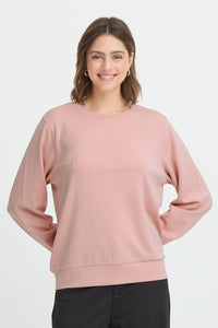 Fransa FrAurora Blush Rose Modal Logo Sweatshirt