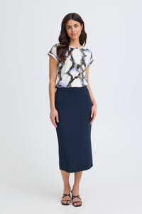 Fransa FrAurora Navy Blazer Modal Midi Skirt, 20617556