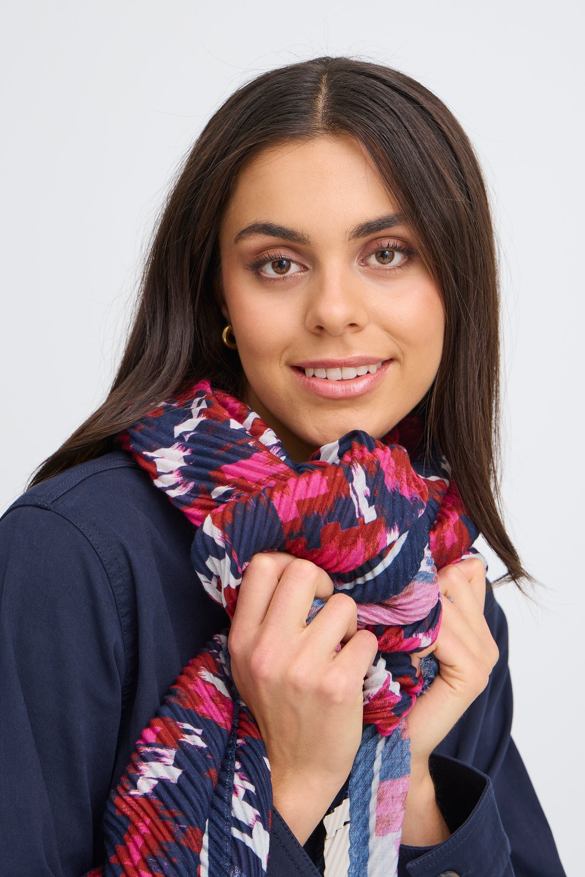 Fransa FrPlisea Very Berry Printed Plisse Scarf, 20617648