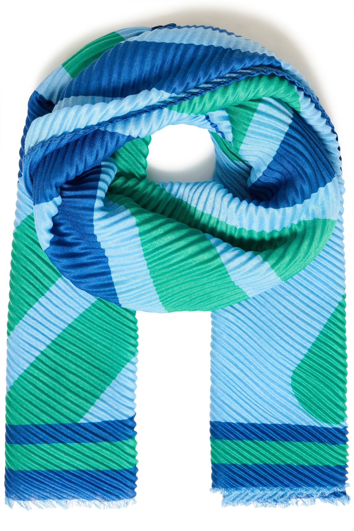 Fransa FrPlisea Bosphorus Green/True Blue Printed Plisse Scarf
