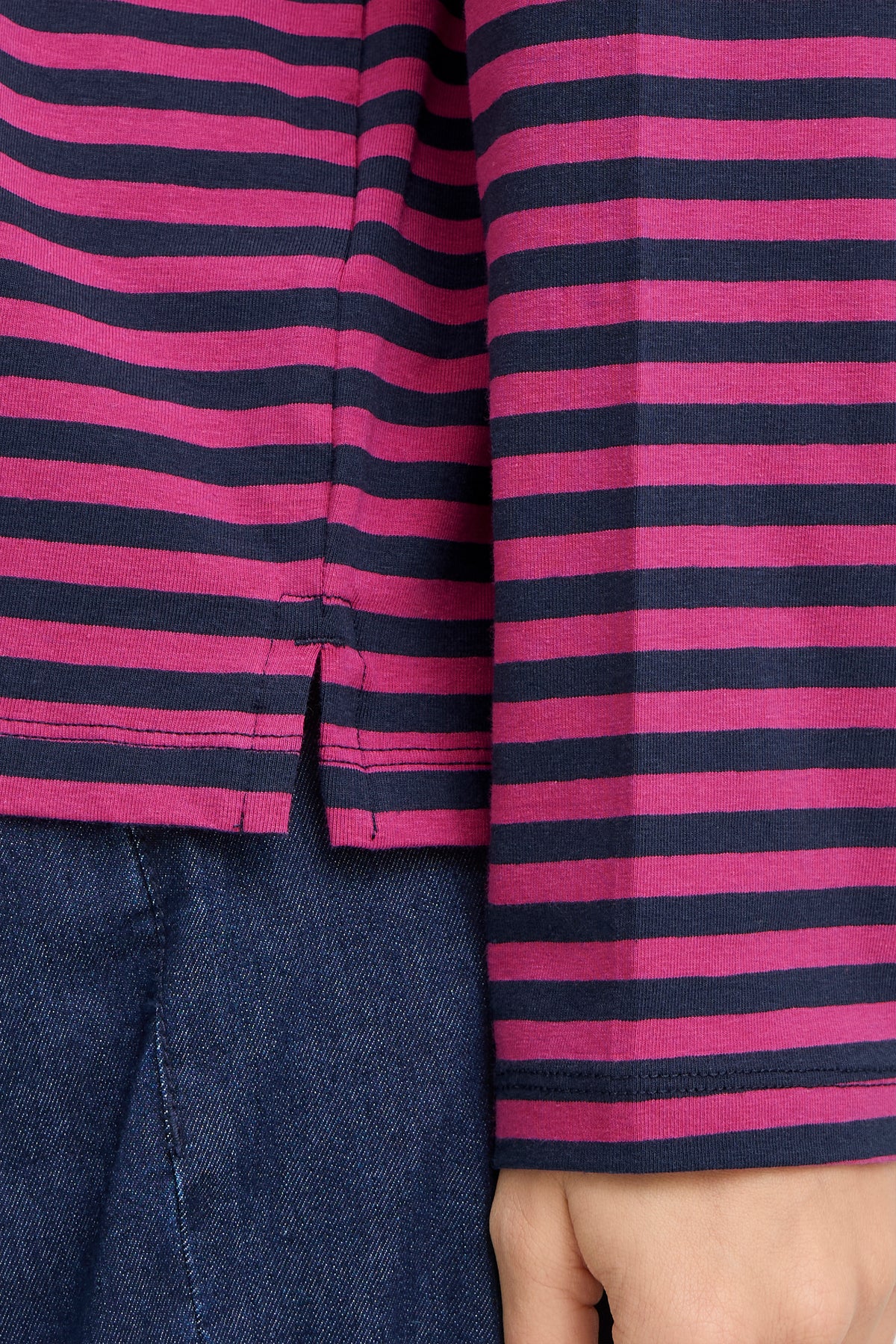 Fransa FrSiva Very Berry Stripe Oversized Long Sleeve Top