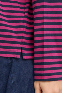Fransa FrSiva Very Berry Stripe Oversized Long Sleeve Top