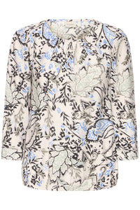 Fransa FrAriana Sage Green Floral Elasticated Waistband Blouse, 20617659