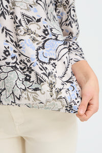 Fransa FrAriana Sage Green Floral Elasticated Waistband Blouse, 20617659