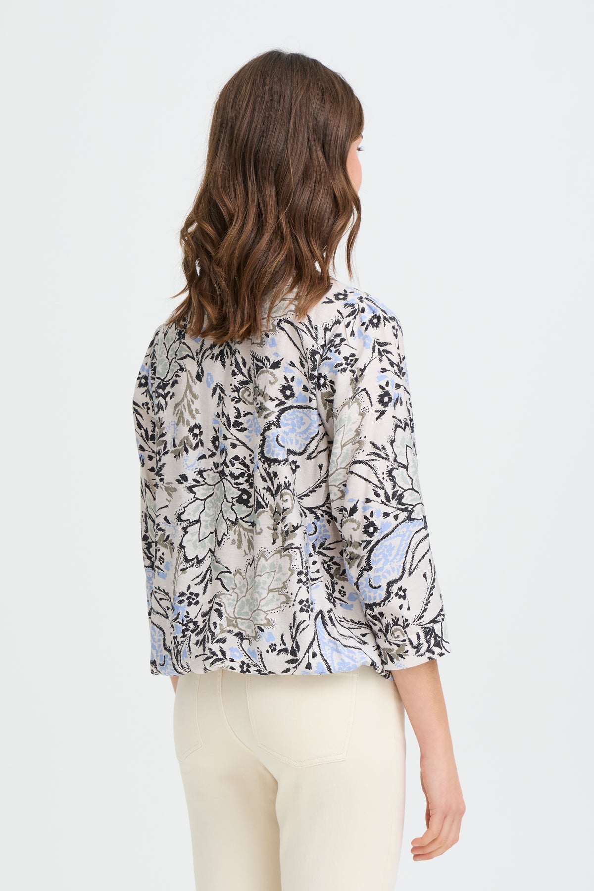 Fransa FrAriana Sage Green Floral Elasticated Waistband Blouse