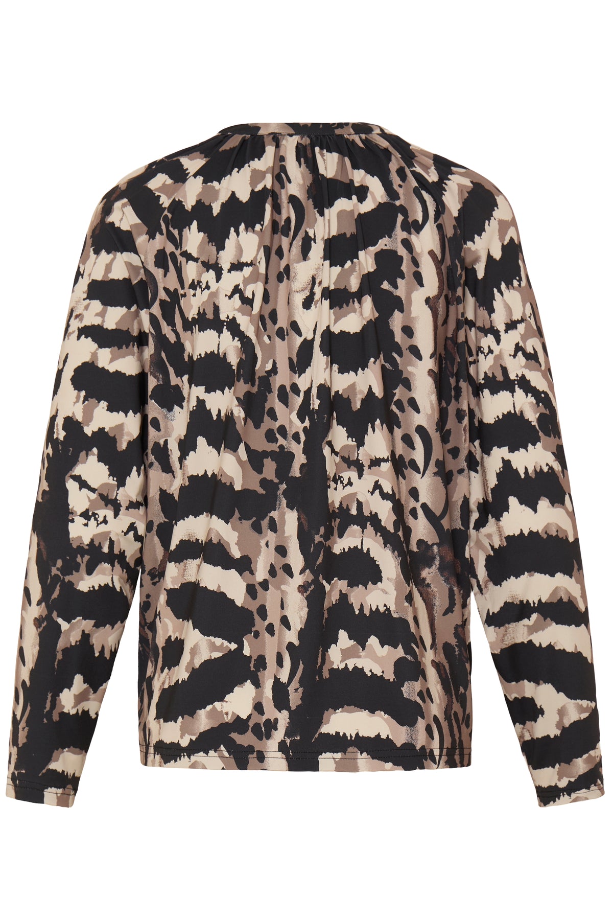 Fransa FRSeen Abstract Driftwood Taupe Leopard V-Neck Jersey Top, 20618221