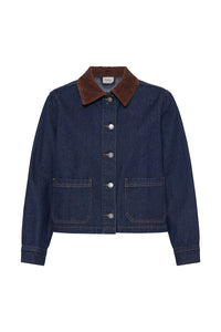 Fransa FrLeslie Dark Blue Denim Barn Jacket with Cord Collar, 20618311