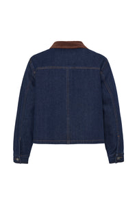 Fransa FrLeslie Dark Blue Denim Barn Jacket with Cord Collar, 20618311