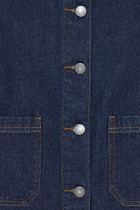 Fransa FrLeslie Dark Blue Denim Barn Jacket with Cord Collar, 20618311