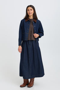 Fransa FrLeslie Dark Blue Denim Barn Jacket with Cord Collar, 20618311