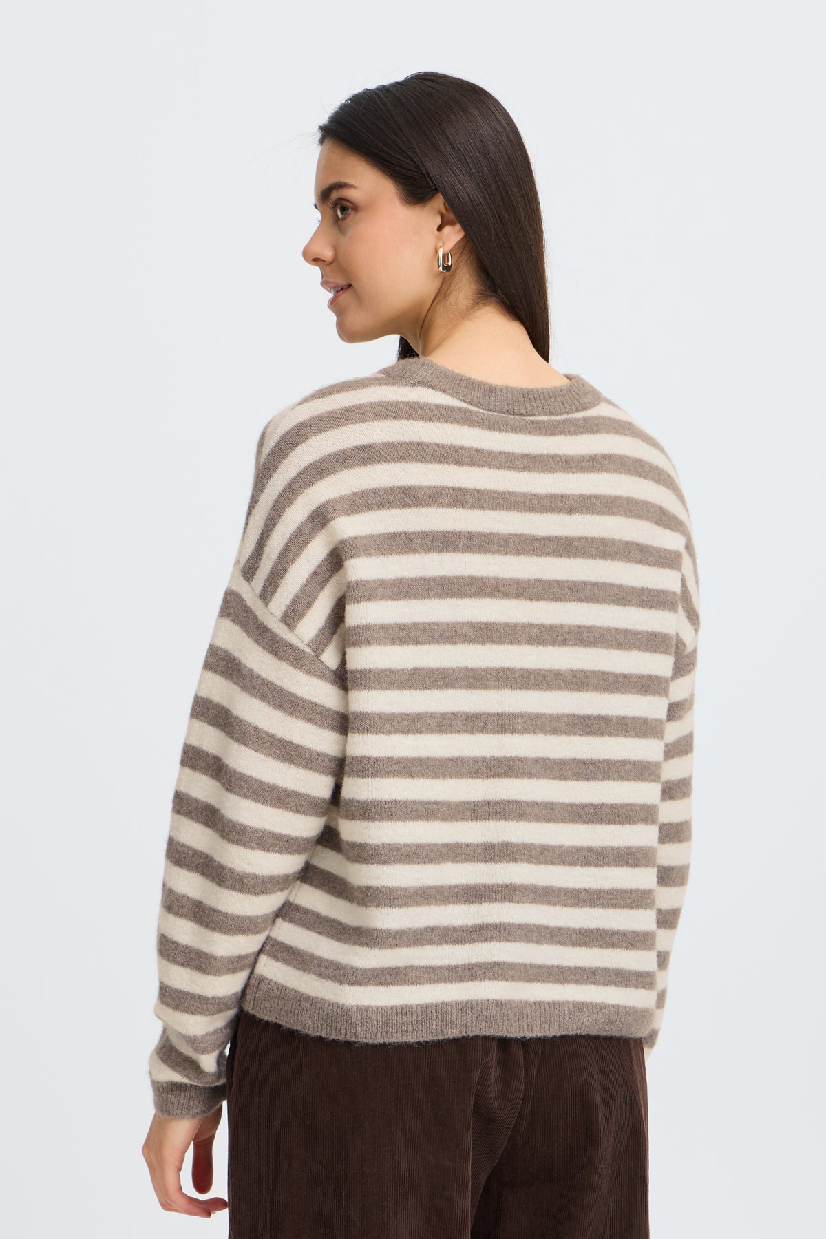 Fransa FrIdaa Driftwood Taupe Striped Supersoft Knit, 20618351