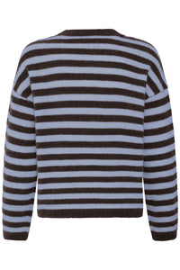 Fransa FrIdaa Fudge Chocolate/Baby Blue Striped Supersoft Knit, 20618351