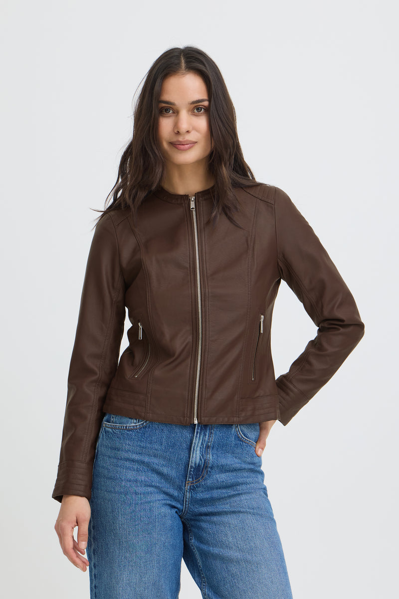 B.Young Byacom Java Brown Faux Leather Jacket, 20809396
