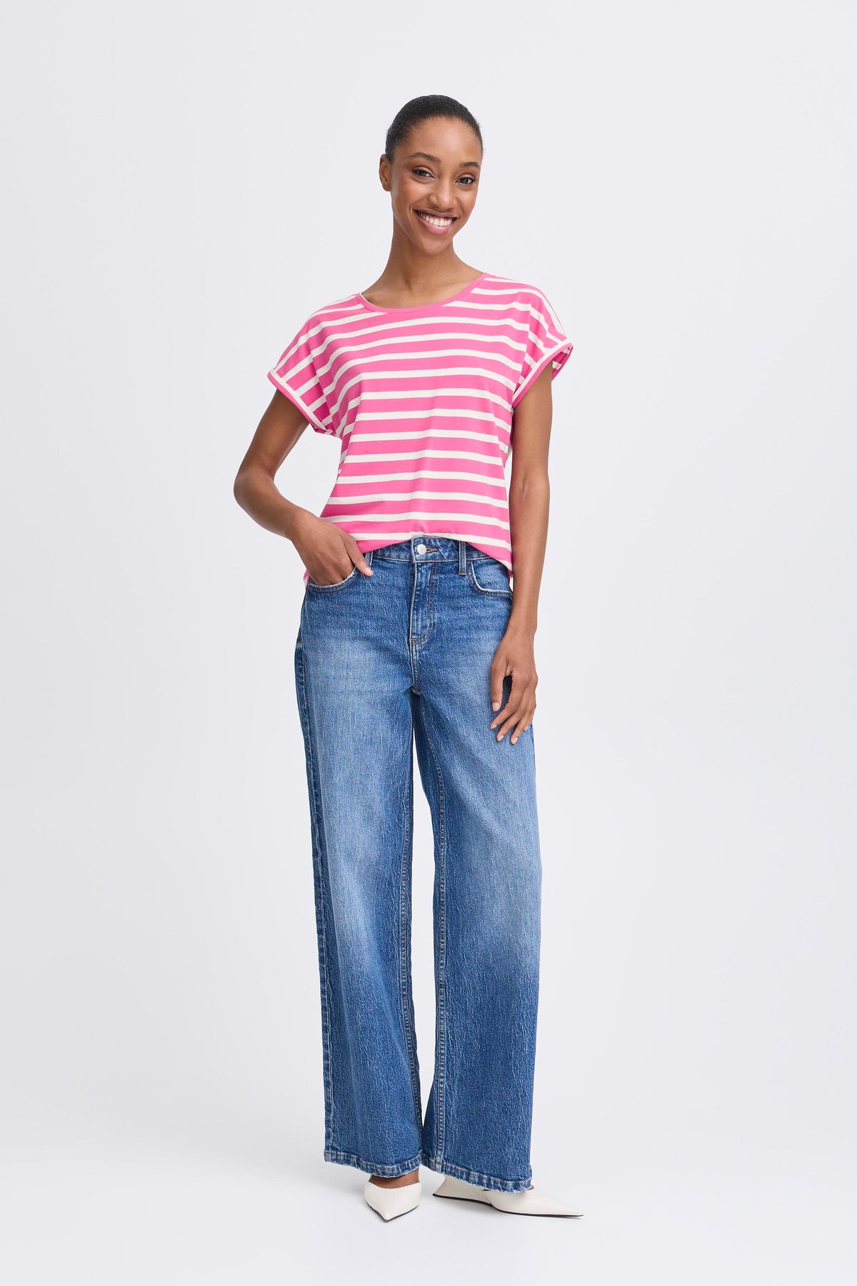 B.Young ByPamila Phlox Pink Stripe T-Shirt, 20809561