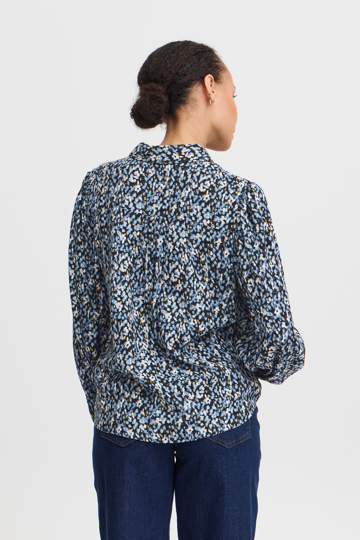 B.Young ByJosa Dusty Blue Flower Mix Printed Shirt