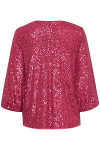 B.Young Bysolia Vivacious Pink V-Neck Blouse, 20812550