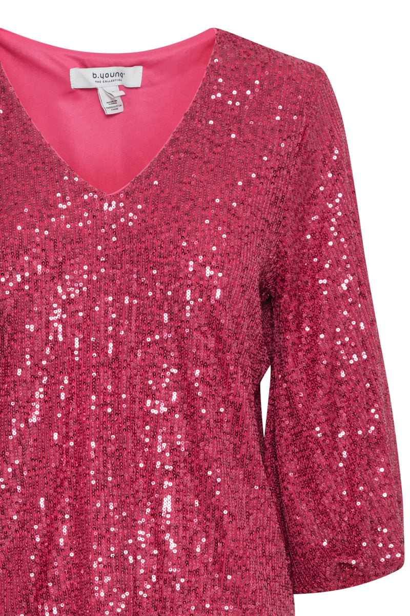 B.Young Bysolia Vivacious Pink V-Neck Blouse, 20812550