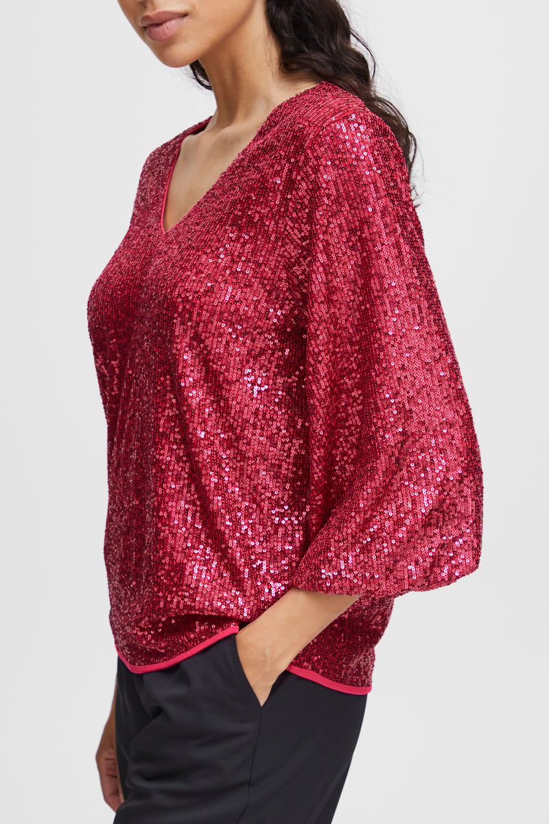 B.Young Bysolia Vivacious Pink V-Neck Blouse, 20812550