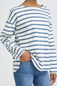 B.Young ByRamsi Denim Blue Striped Long Sleeve Supersoft Top