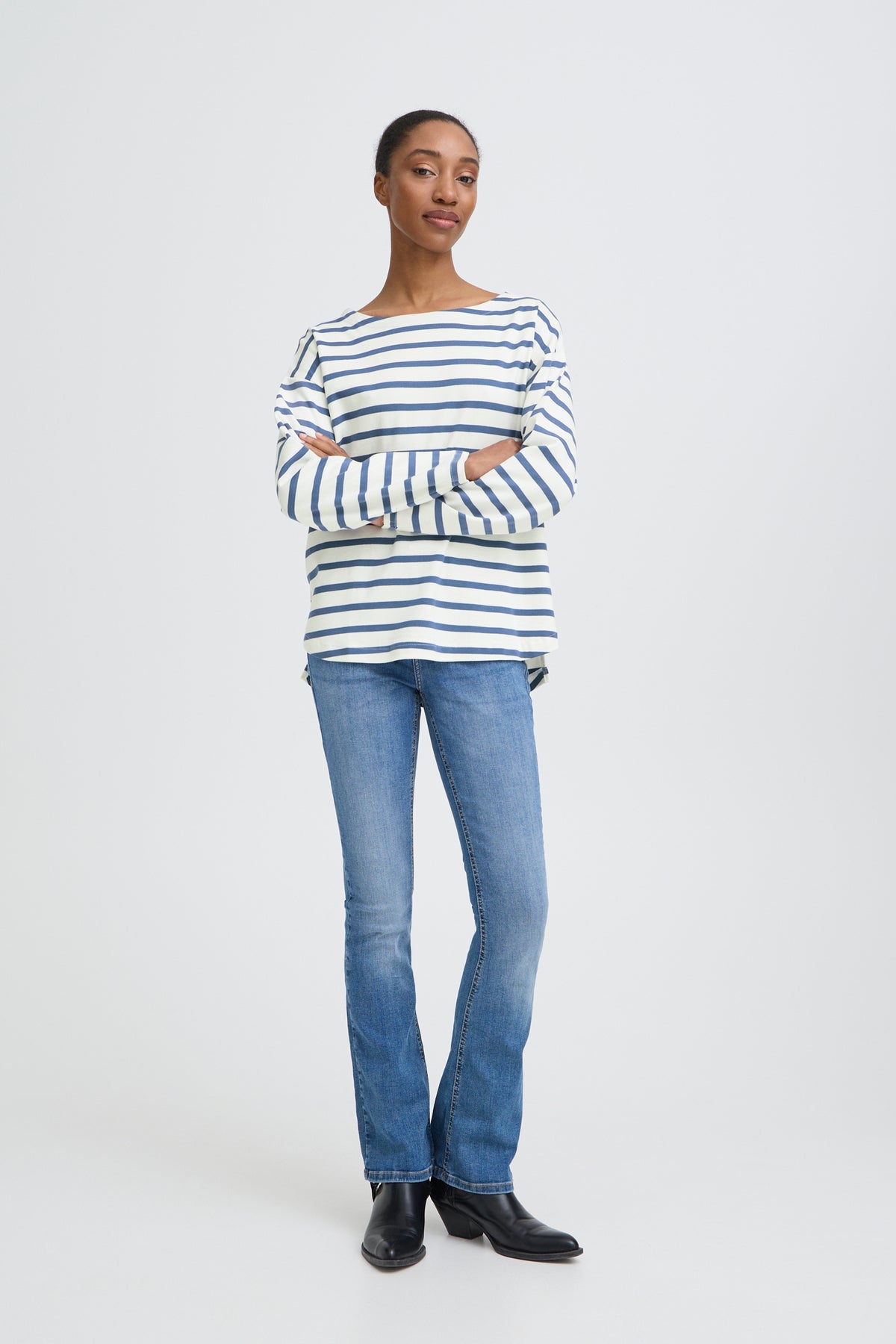 B.Young ByRamsi Denim Blue Striped Long Sleeve Supersoft Top