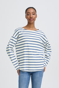 B.Young ByRamsi Denim Blue Striped Long Sleeve Supersoft Top