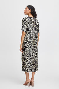 B.Young Bymmjoella Black Leopard Mix Relaxed Fit Dress