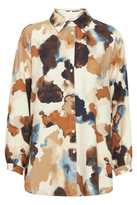 B.Young Byihamma Birch Watercolour Printed Oversized Longline Shirt, 20815223