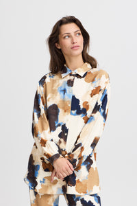 B.Young Byihamma Birch Watercolour Printed Oversized Longline Shirt, 20815223