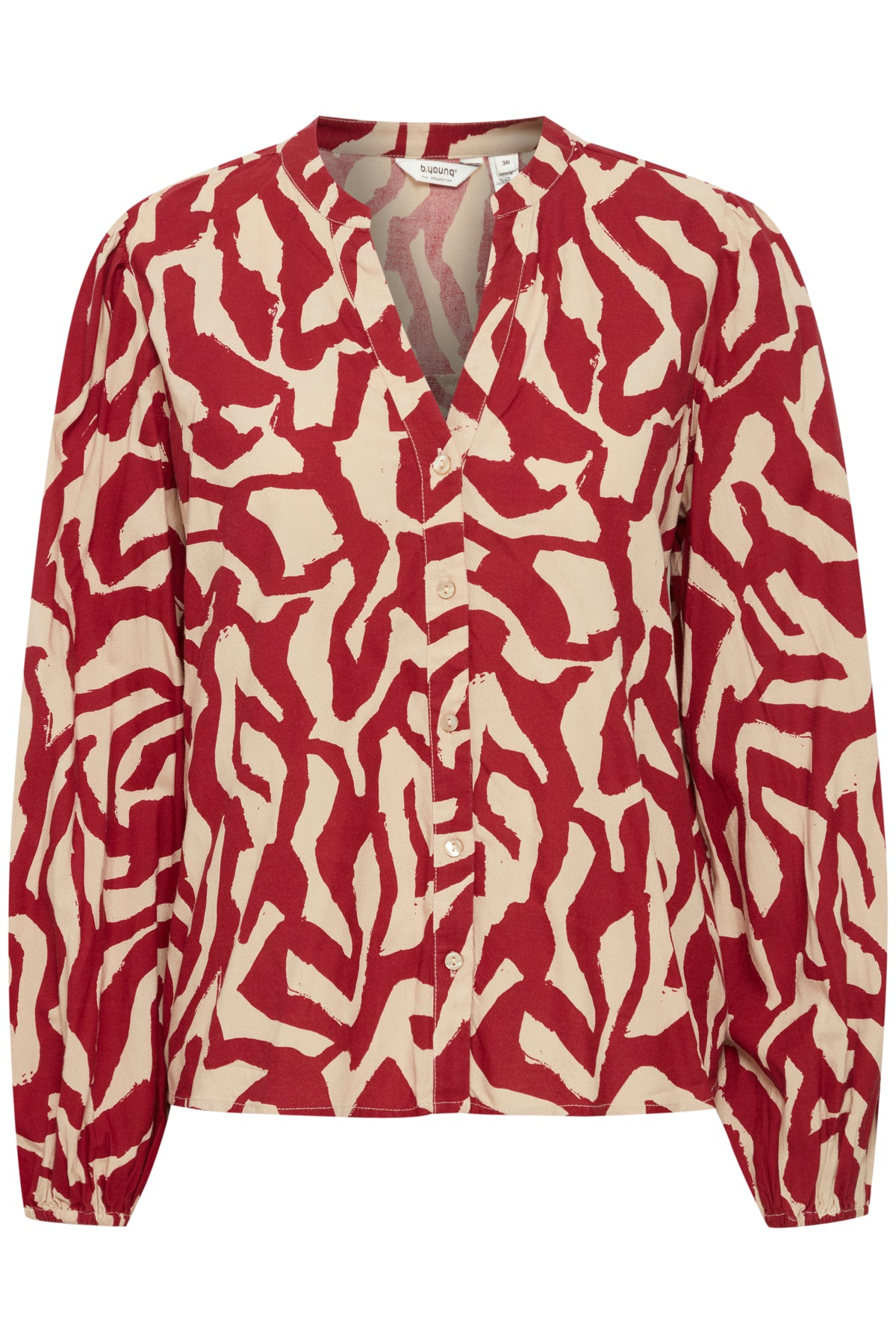 B.Young ByJosa V-Neck Pomegranate Abstract Printed Blouse, 20815244