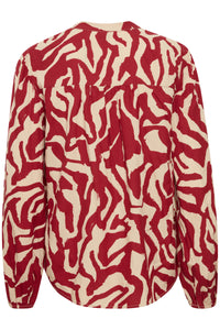 B.Young ByJosa V-Neck Pomegranate Abstract Printed Blouse, 20815244