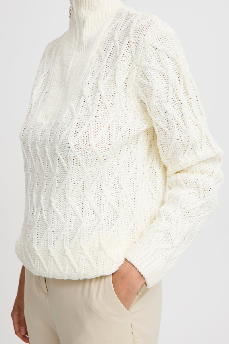 B.Young Byotinka Marshmallow Knitted Half Zip Jumper, 20815275