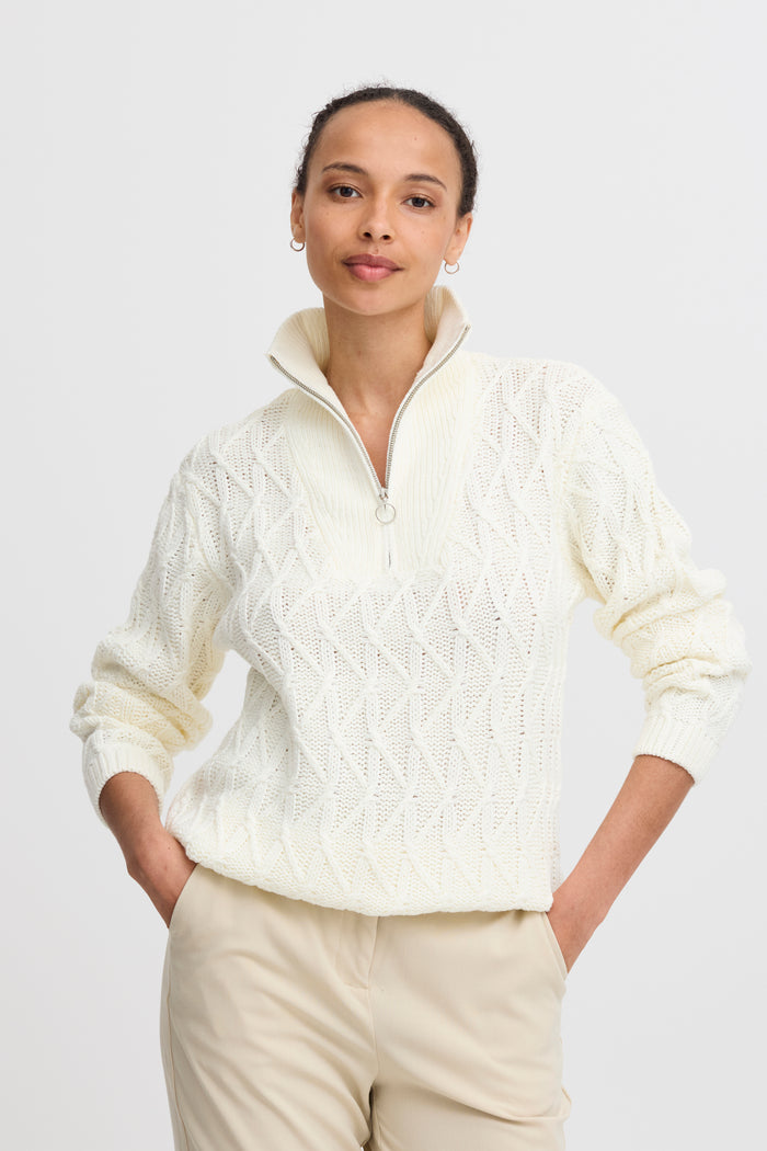 B.Young Byotinka Marshmallow Knitted Half Zip Jumper, 20815275